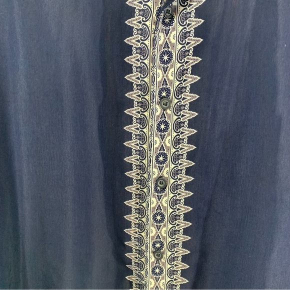 Claudio Nucci Mens Shirt Button Front Size L Short Sleeve India Temple Print - Picture 9 of 11